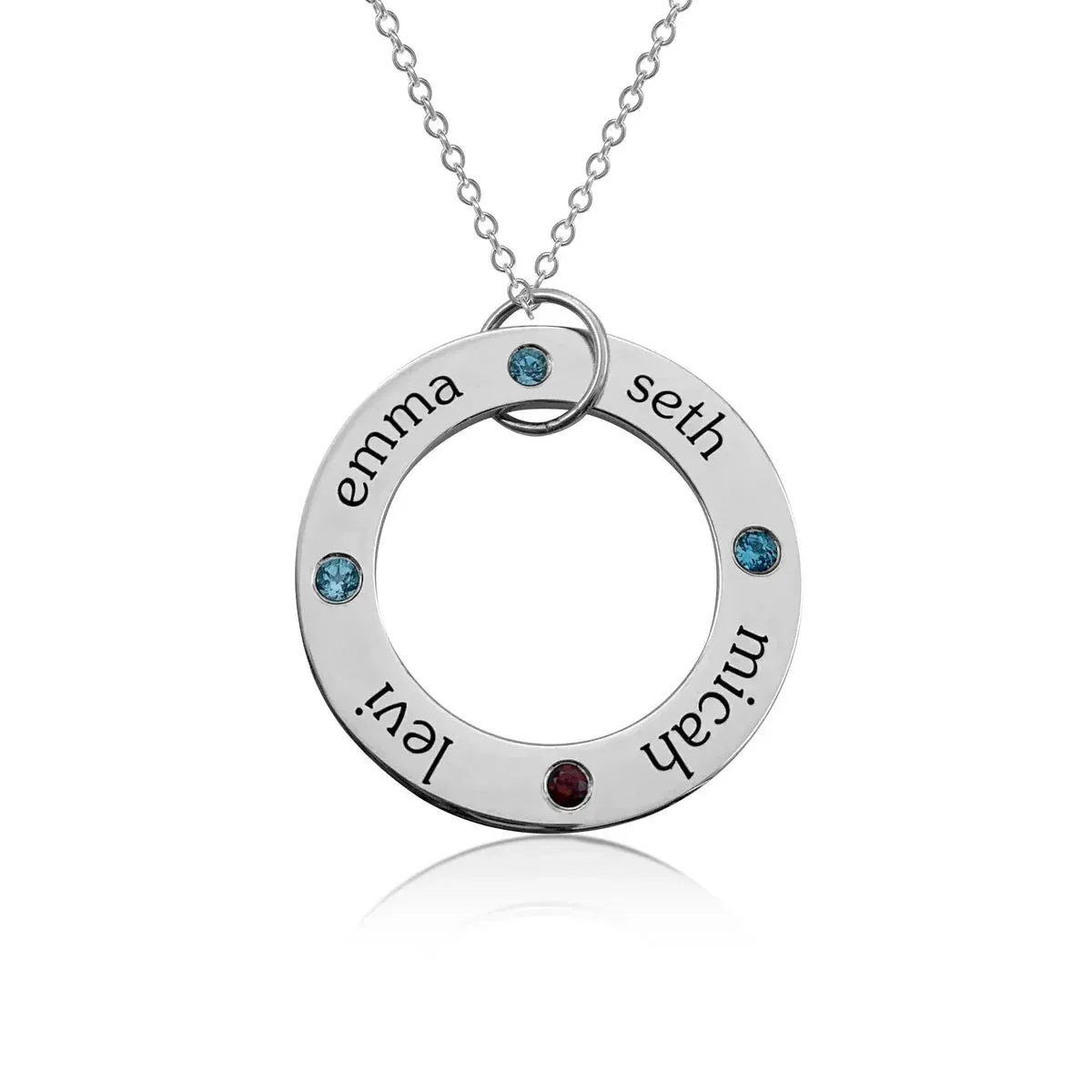 Circle Pendant Necklace with Birthstones sold by Tiny Tags product image thumbnail 4