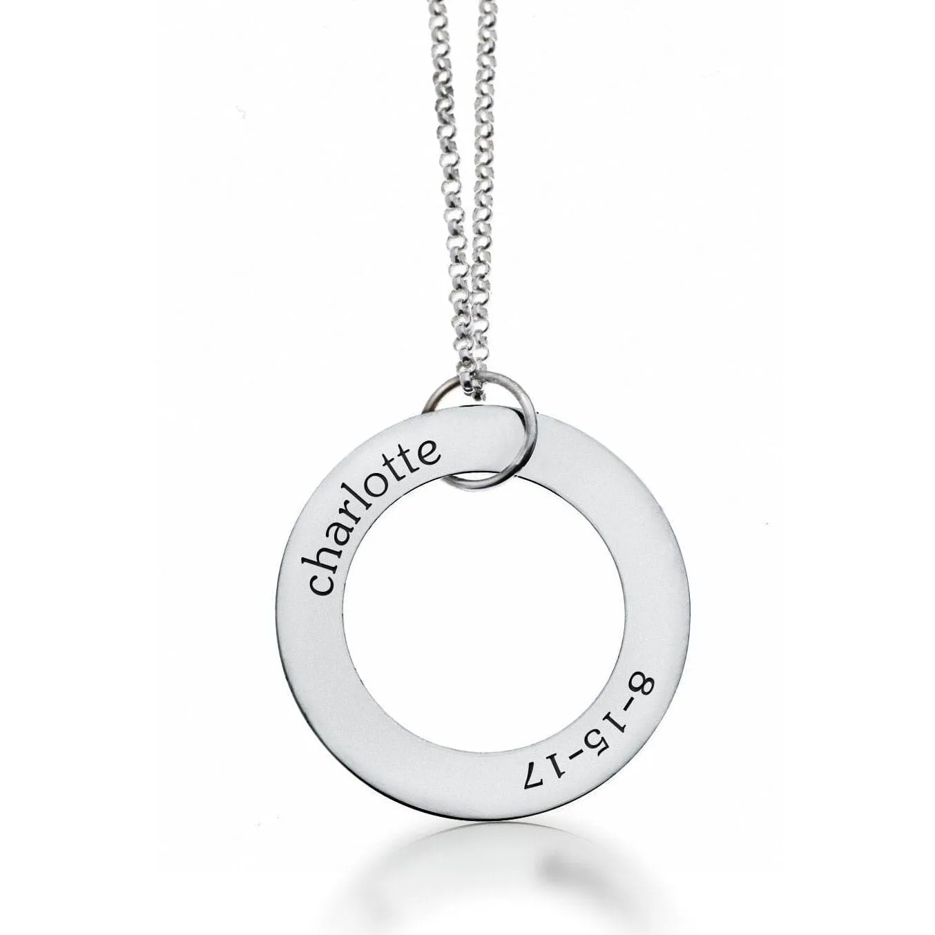 Circle Pendant Necklace - Name & Birthday sold by Tiny Tags product image thumbnail 2