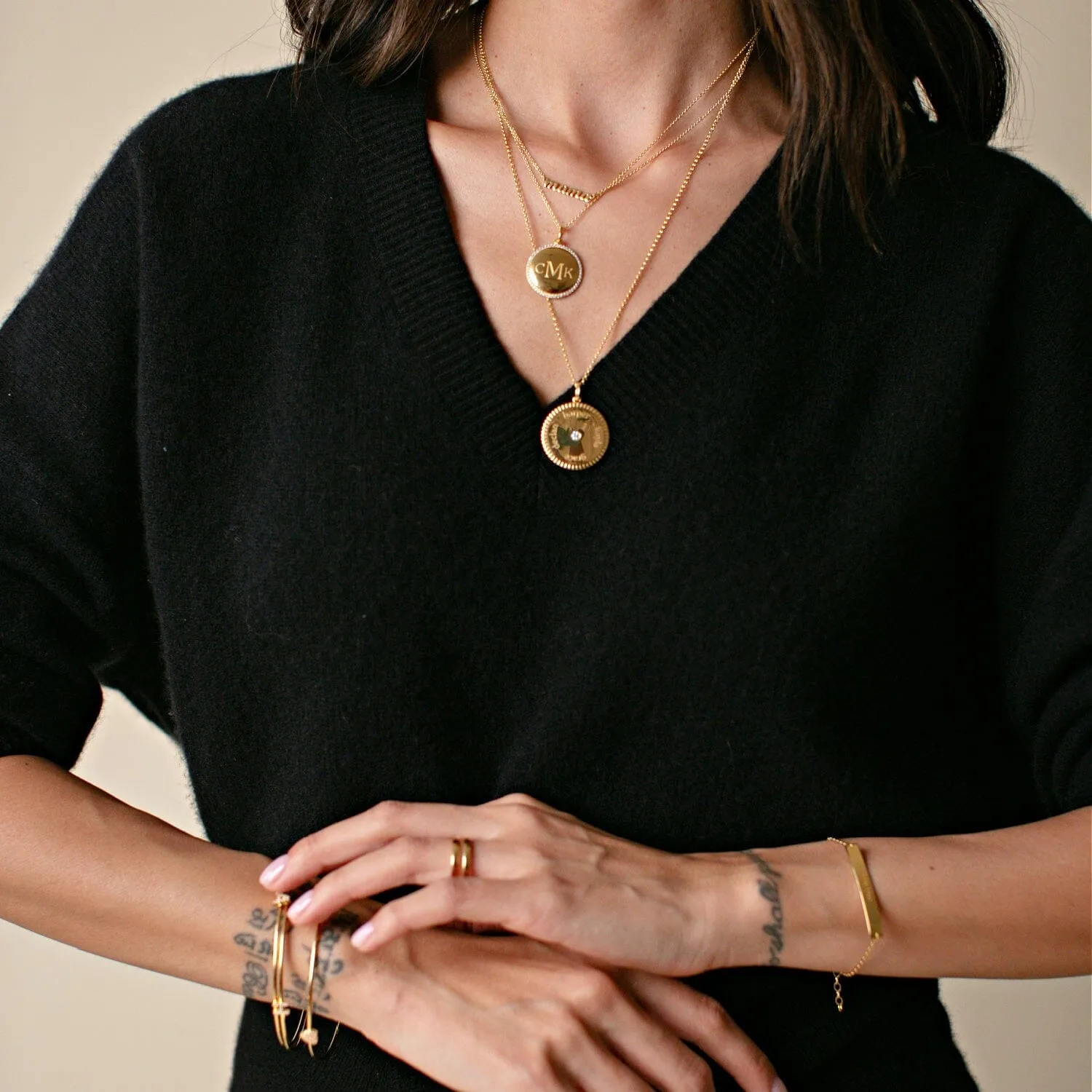 Pave Monogram Pendant Necklace sold by Tiny Tags