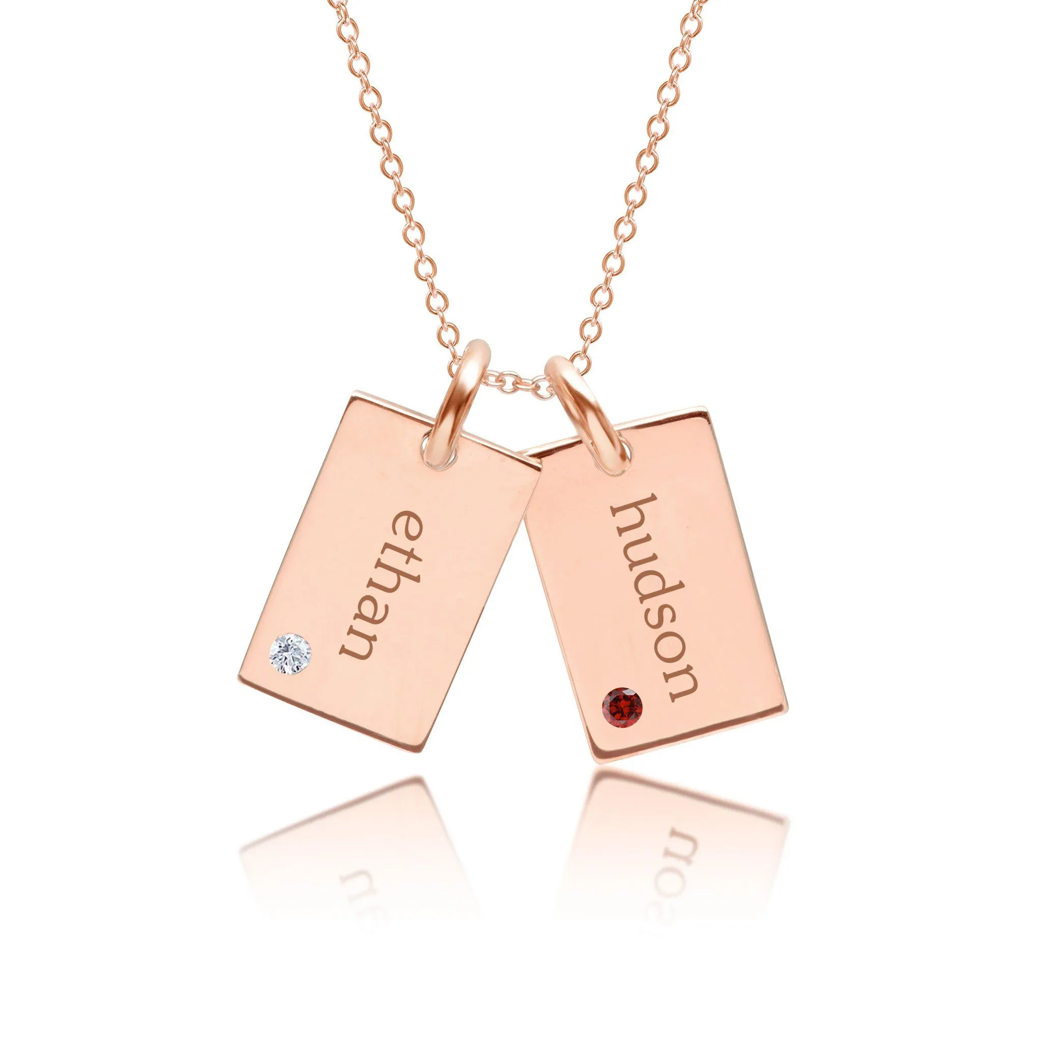 Mini Dog Tag Necklace with Birthstones - 2 Tags sold by Tiny Tags product image thumbnail 2