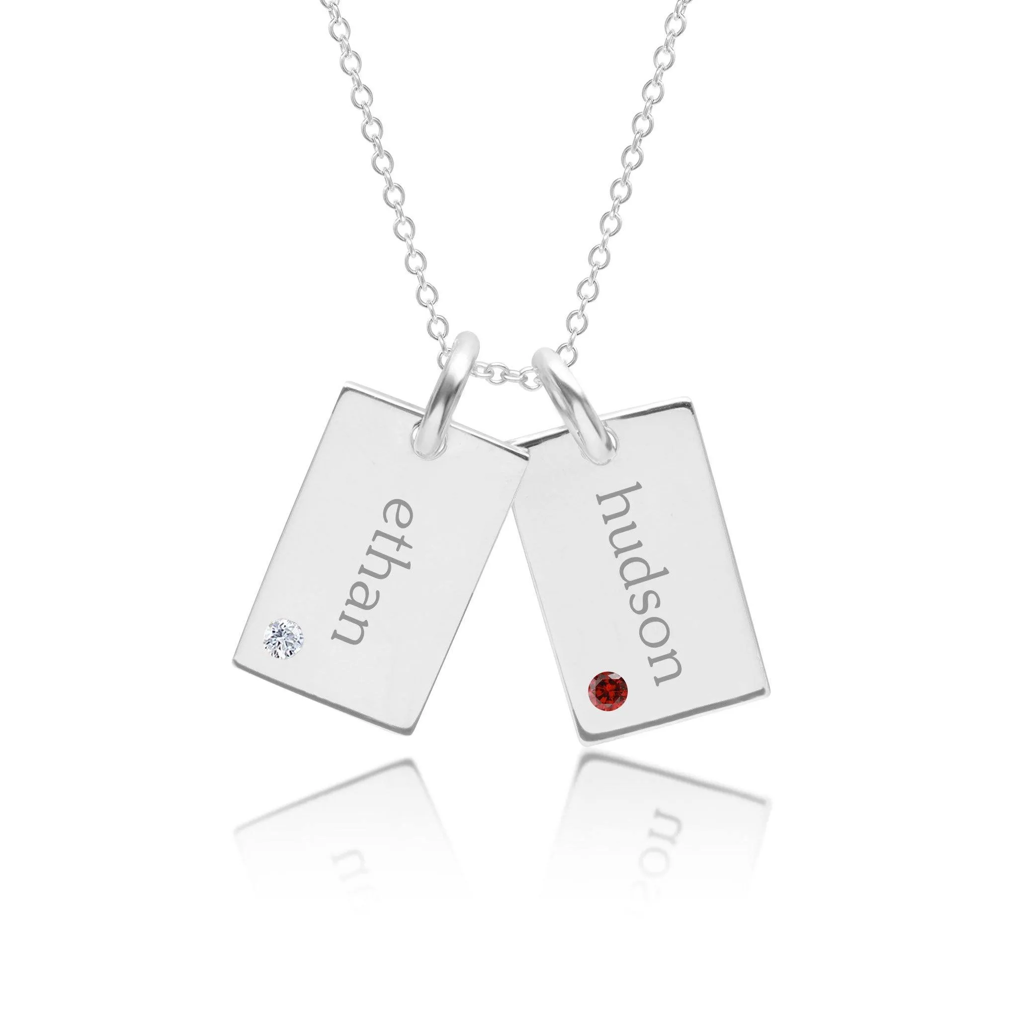 Mini Dog Tag Necklace with Birthstones - 2 Tags sold by Tiny Tags product image thumbnail 3