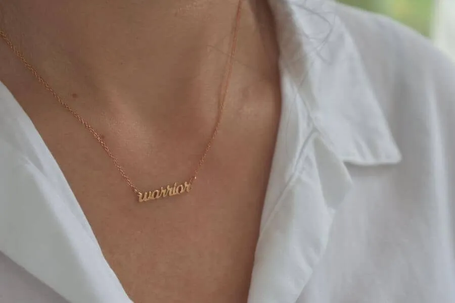 Script Warrior Nameplate Necklace sold by Tiny Tags product image thumbnail 2