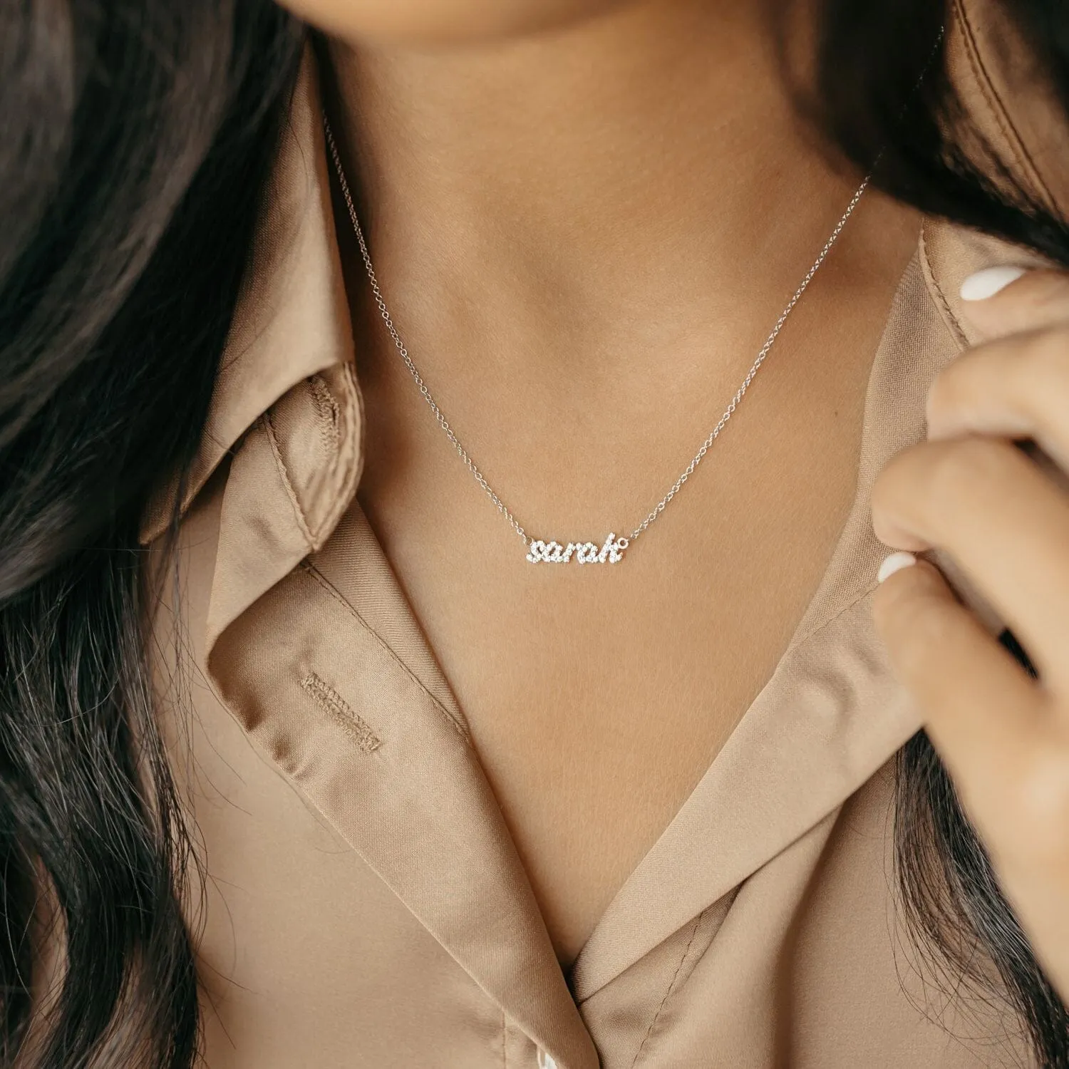 Pavé Custom Nameplate Necklace sold by Tiny Tags product image thumbnail 4