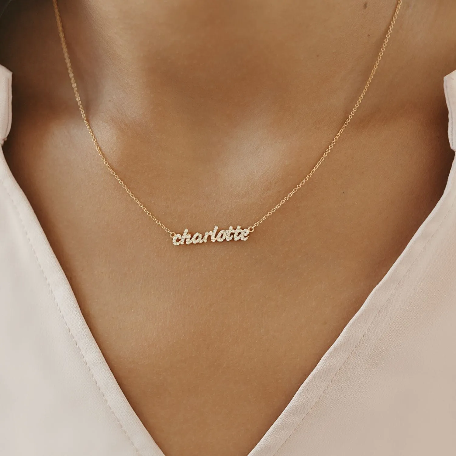 Pavé Custom Nameplate Necklace sold by Tiny Tags product image thumbnail 3