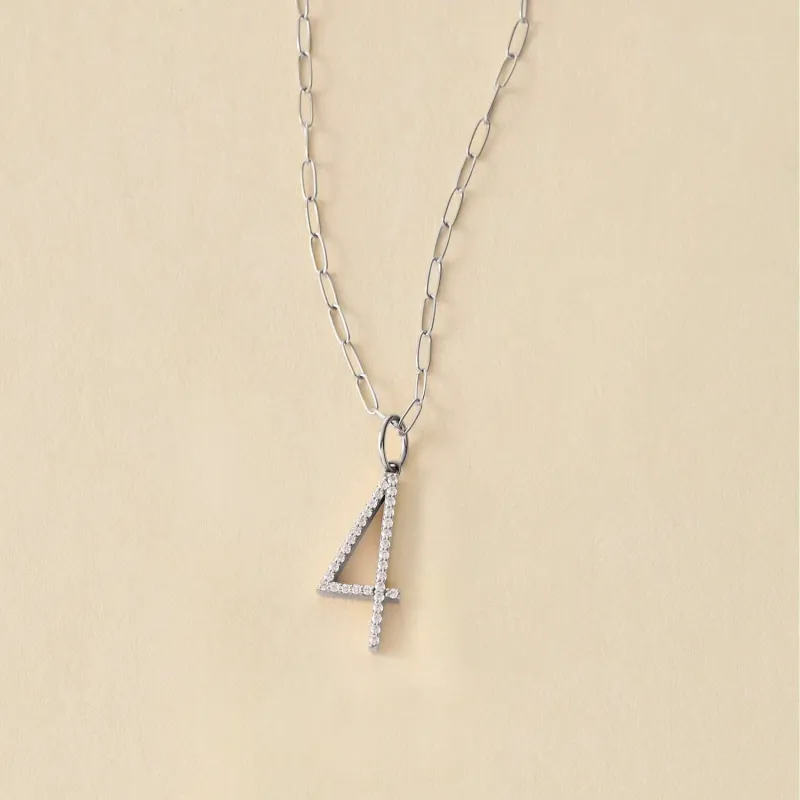 Pavé Elongated Number Necklace sold by Tiny Tags