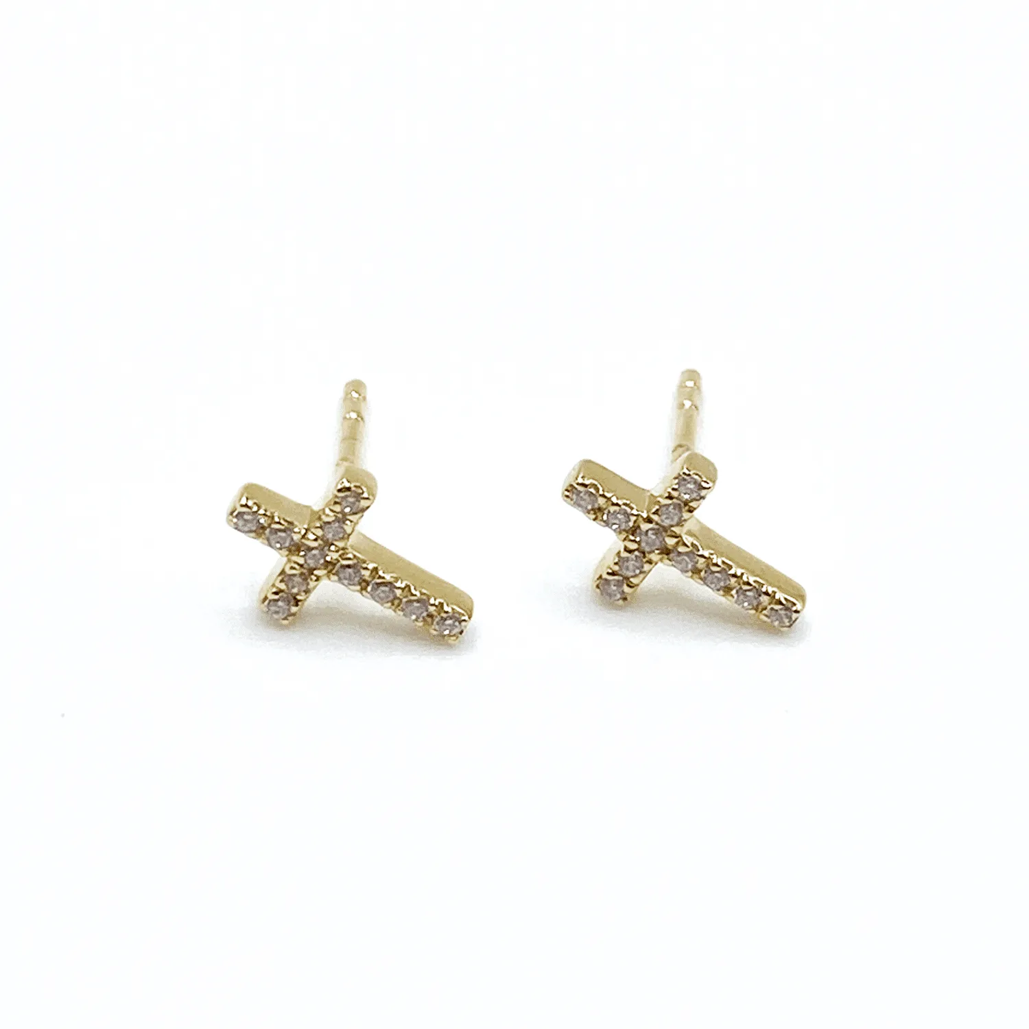 Pavé Cross Stud Earrings sold by Tiny Tags product image thumbnail 3