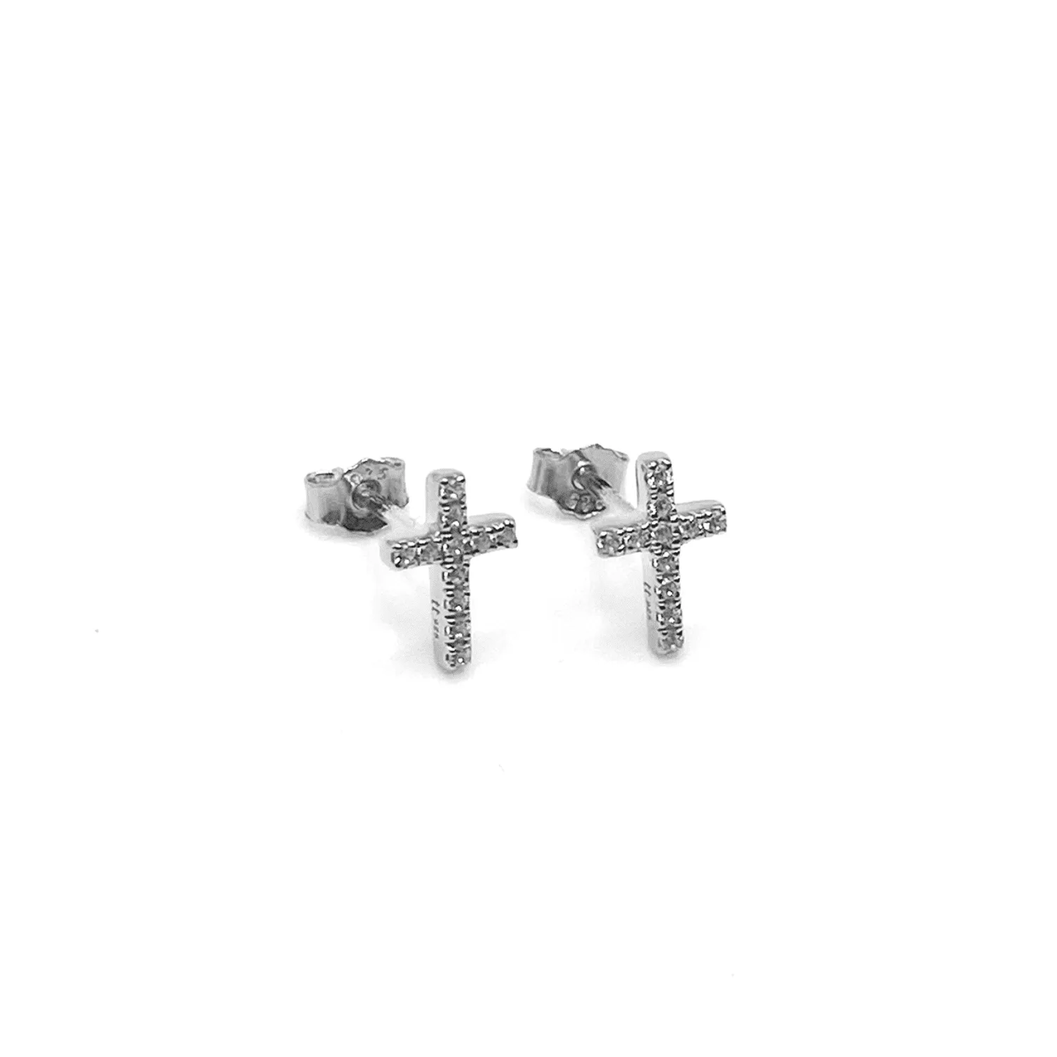 Pavé Cross Stud Earrings sold by Tiny Tags