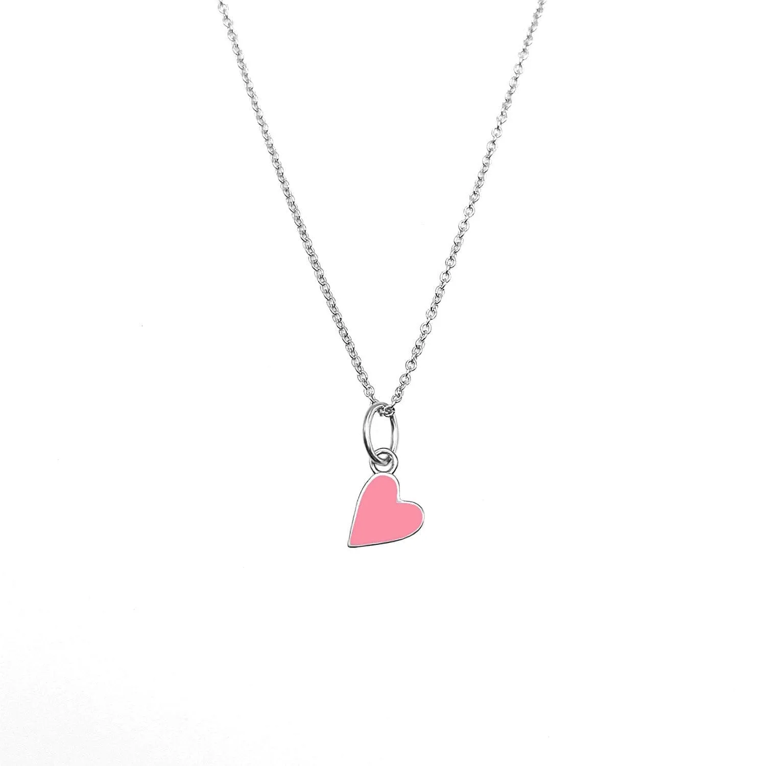 Flamingo Pink Enamel Heart Necklace by Lindsey Gurk sold by Tiny Tags