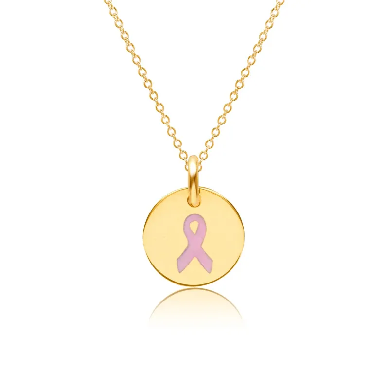 Engravable Breast Cancer Ribbon Necklace sold by Tiny Tags