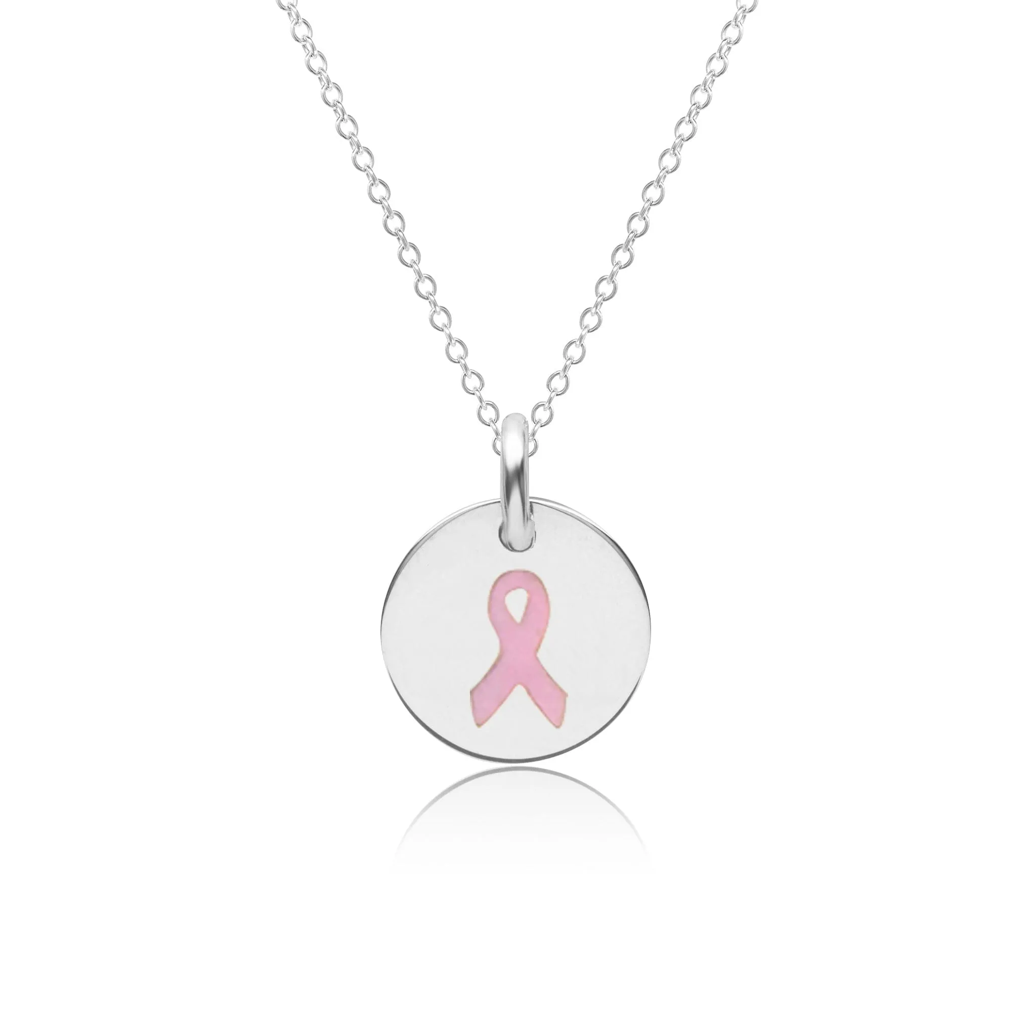 Engravable Breast Cancer Ribbon Necklace sold by Tiny Tags product image thumbnail 2