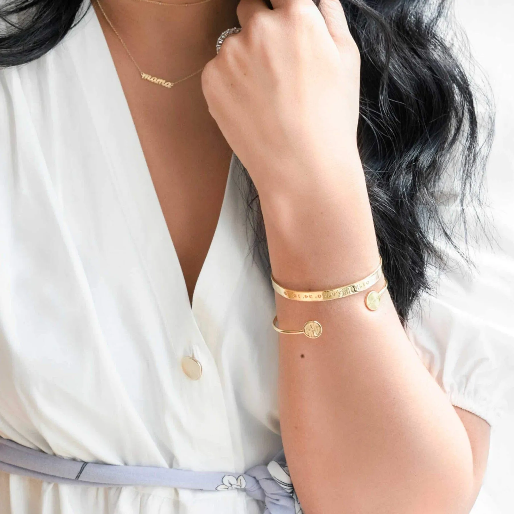 Custom Engraved Cuff Bracelet sold by Tiny Tags product image thumbnail 2