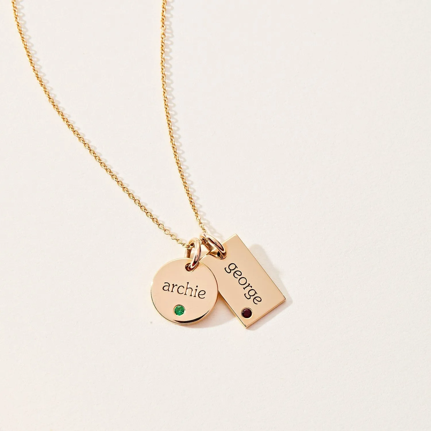 Circle & Mini Dog Tag Necklace with Birthstones sold by Tiny Tags product image thumbnail 2