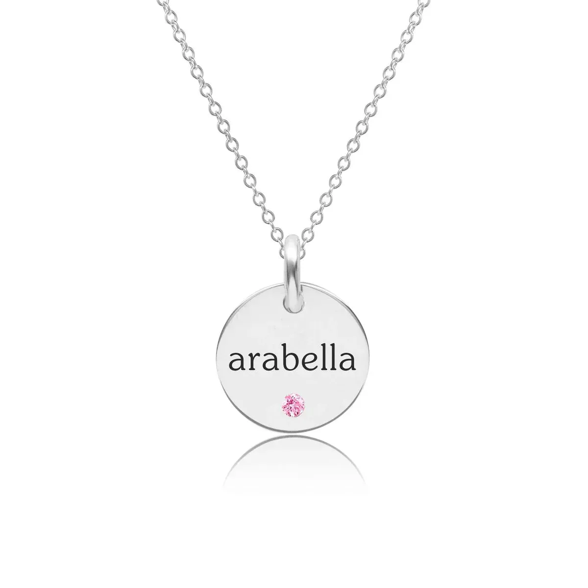 Circle Tag Necklace with Birthstone sold by Tiny Tags product image thumbnail 2