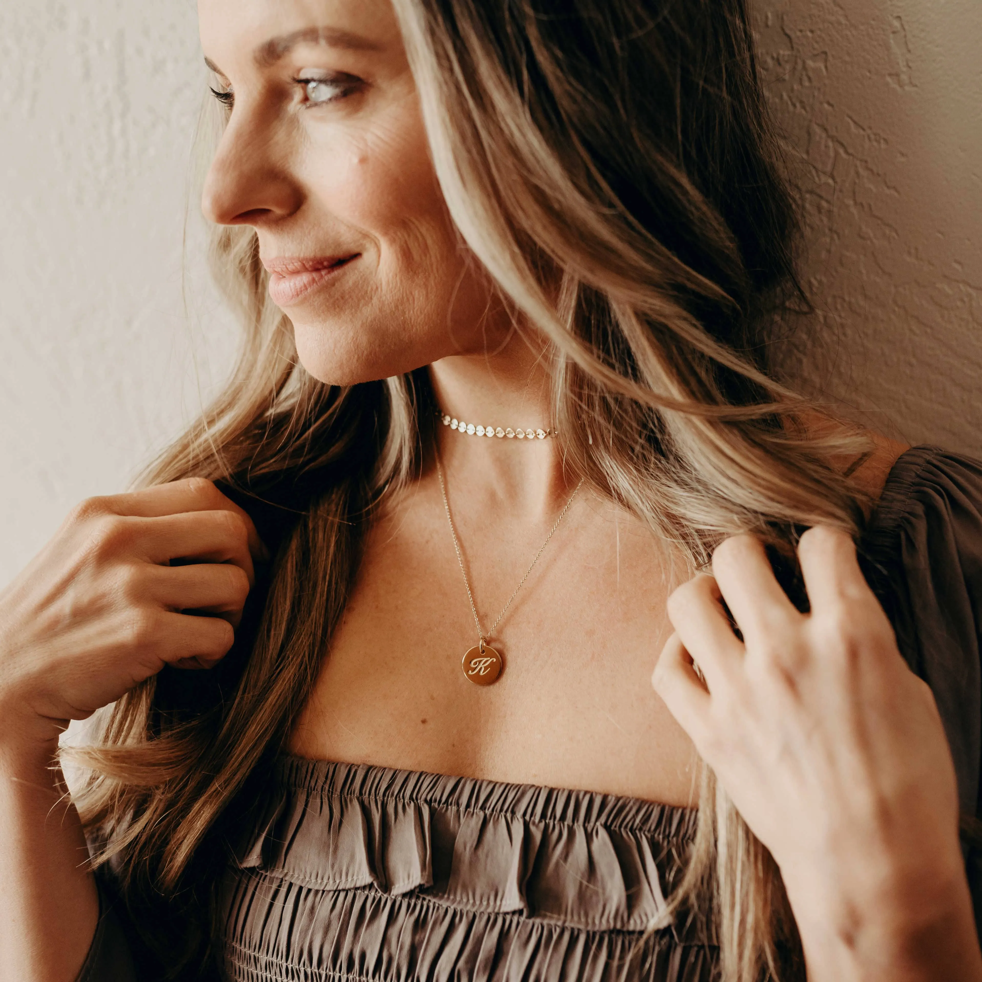 Script Initial Circle Necklace - 2 Tags sold by Tiny Tags product image thumbnail 2