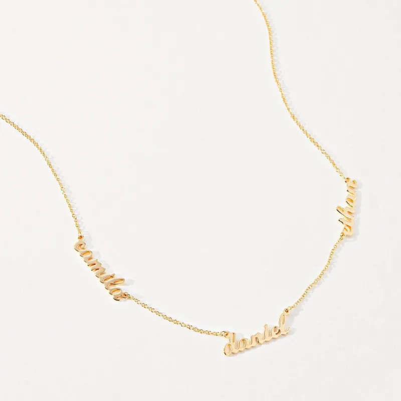 Script Nameplate Necklace - 3 Names sold by Tiny Tags