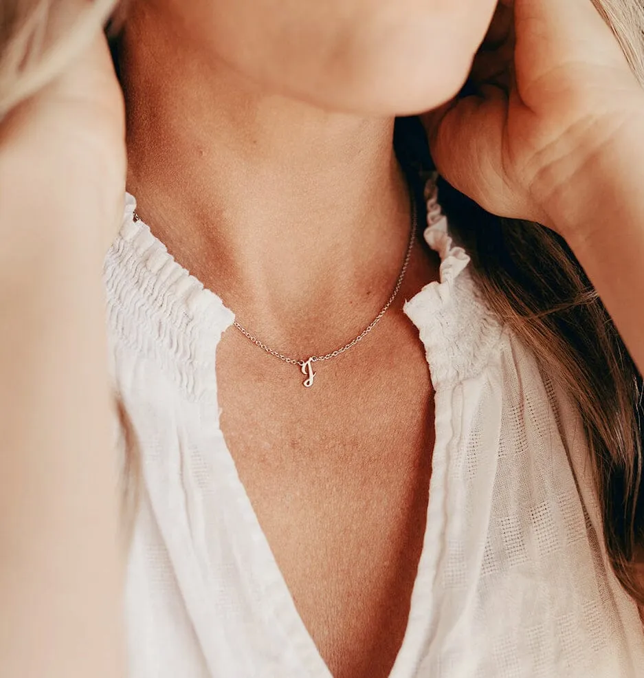 Script Initial Nameplate Necklace sold by Tiny Tags product image thumbnail 2