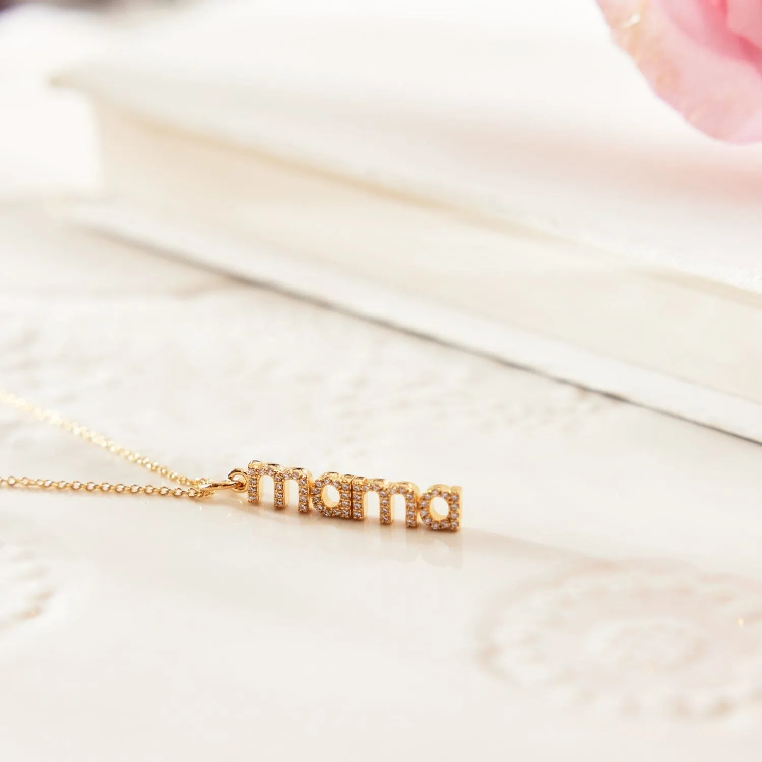 Pavé Vertical Mama Necklace sold by Tiny Tags product image thumbnail 5