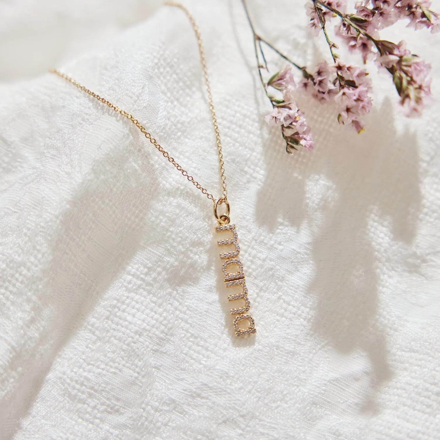 Pavé Vertical Mama Necklace sold by Tiny Tags product image thumbnail 3