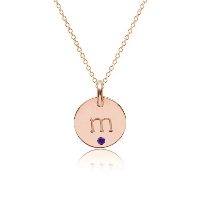 Initial Circle Necklace with Birthstone sold by Tiny Tags product image thumbnail 2
