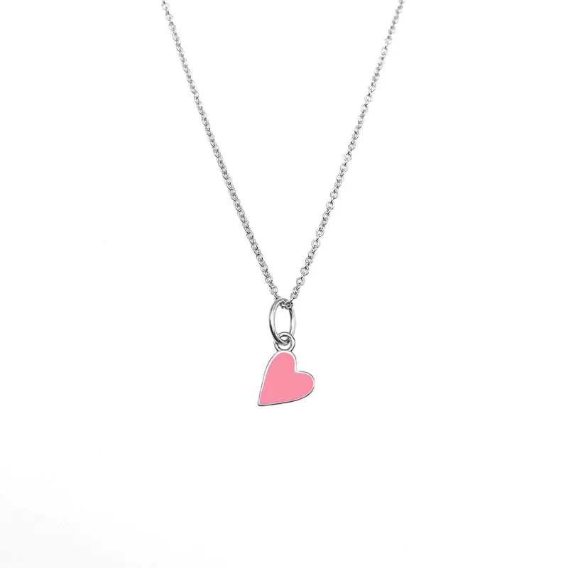Flamingo Pink Enamel Heart Necklace by Lindsey Gurk sold by Tiny Tags