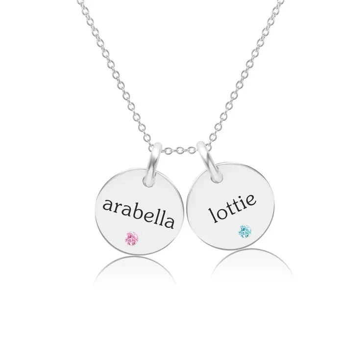 Circle Tag Necklace with Birthstone - 2 Tags sold by Tiny Tags product image thumbnail 2