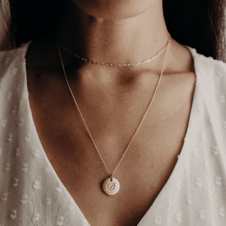 Script Initial Circle Necklace - 2 Tags sold by Tiny Tags product image thumbnail 3