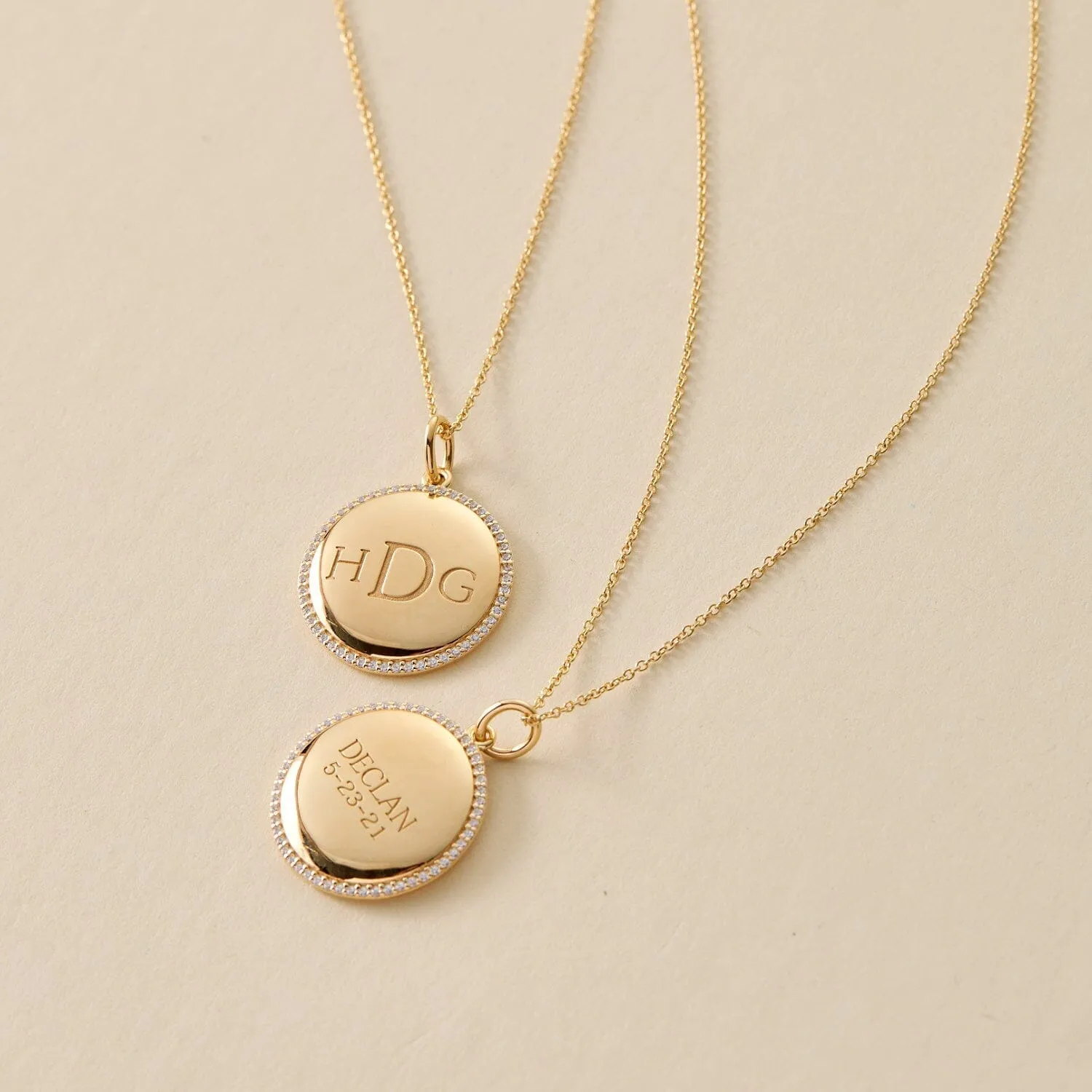 Pave Monogram Pendant Necklace sold by Tiny Tags product image thumbnail 3