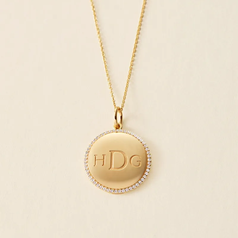 Pave Monogram Pendant Necklace sold by Tiny Tags