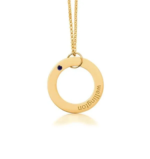 Circle Pendant Necklace with Birthstones sold by Tiny Tags product image thumbnail 2