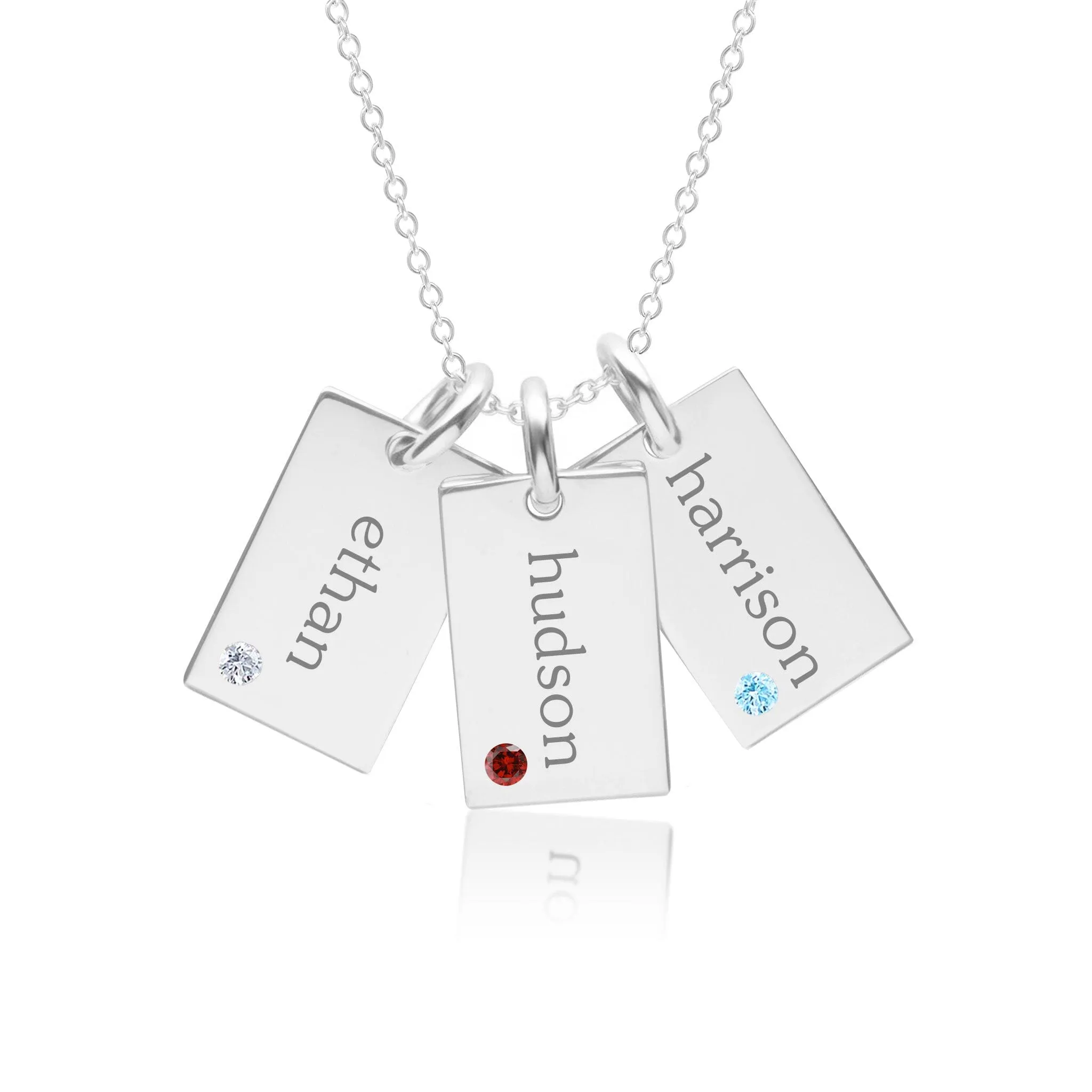 Mini Dog Tag Necklace with Birthstones - 3 Tags sold by Tiny Tags product image thumbnail 3