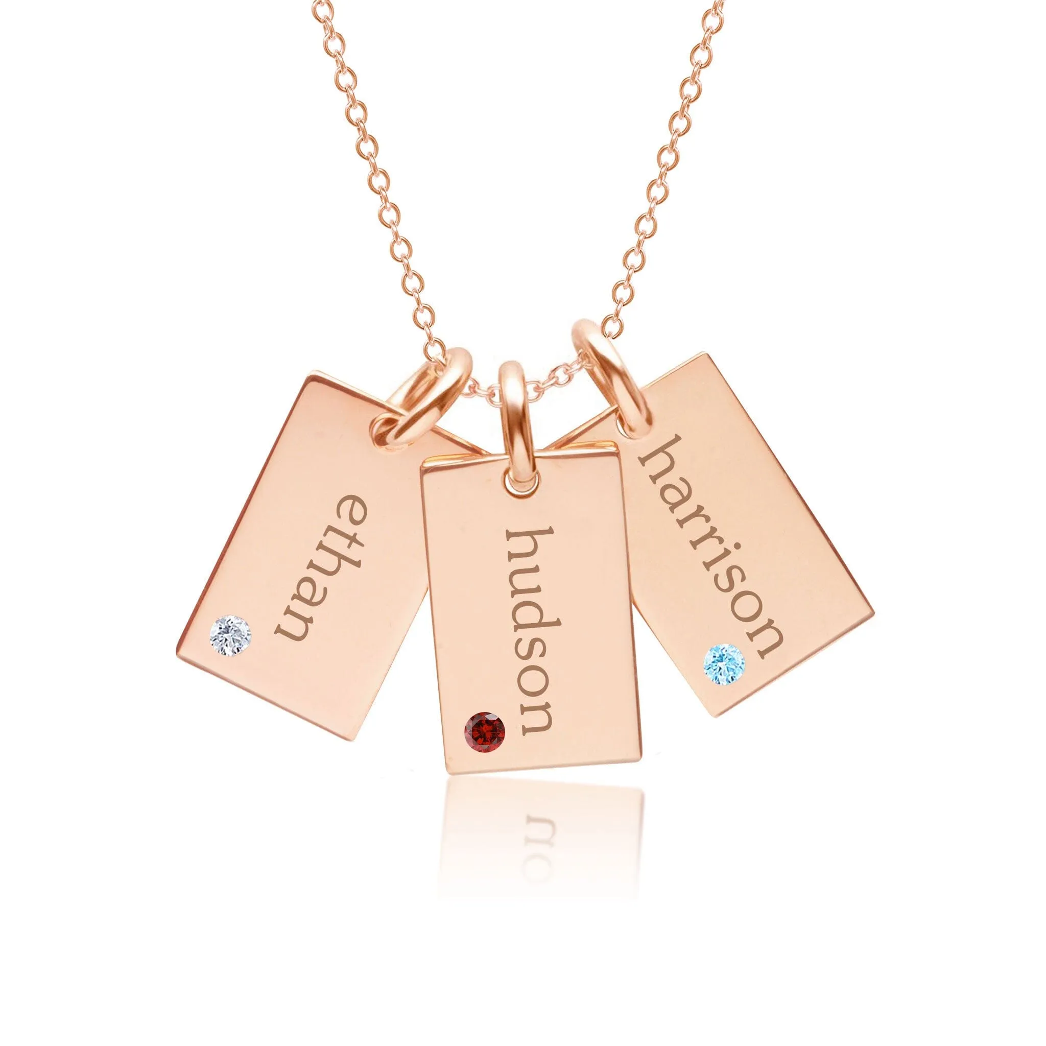 Mini Dog Tag Necklace with Birthstones - 3 Tags sold by Tiny Tags product image thumbnail 4