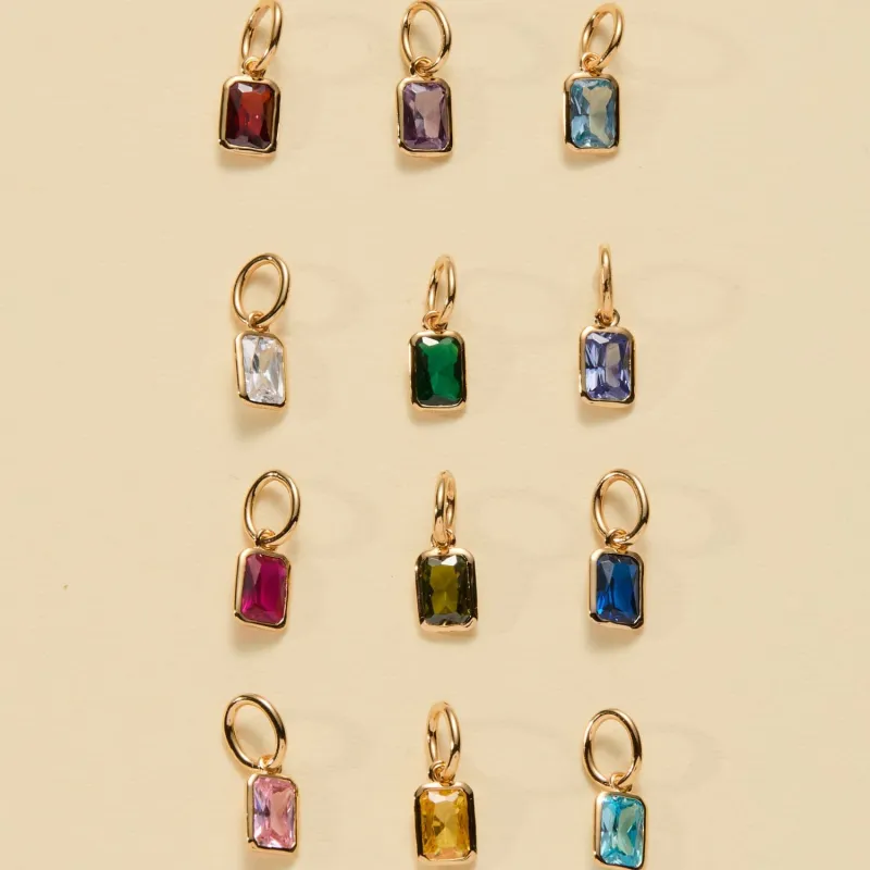 Baguette Birthstone Charm sold by Tiny Tags