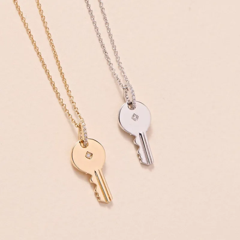 Round Key Necklace With Stone made by Tiny Tags