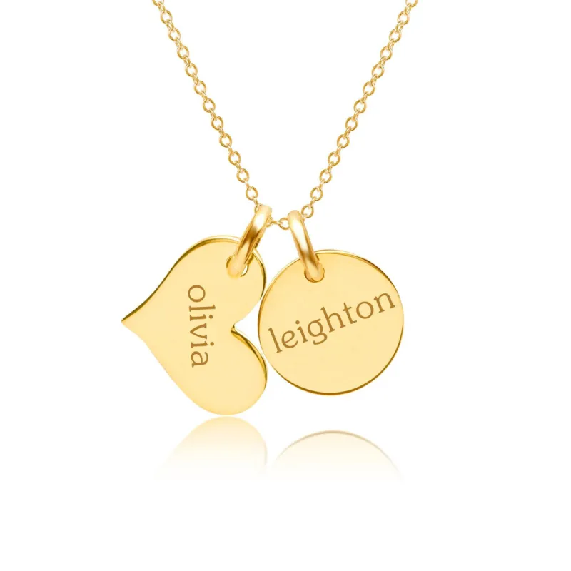 14k Gold Circle & Heart Necklace sold by Tiny Tags