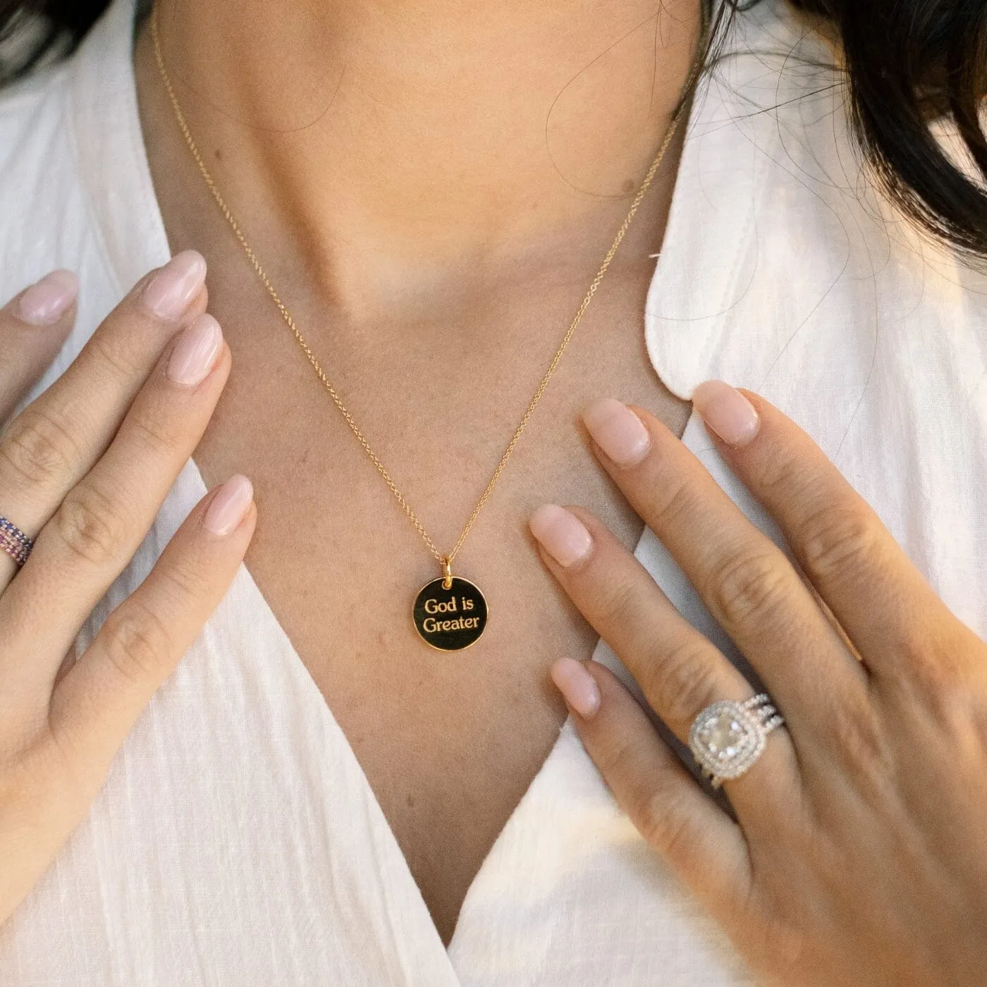 SRB God is Greater Circle Necklace sold by Tiny Tags product image thumbnail 4