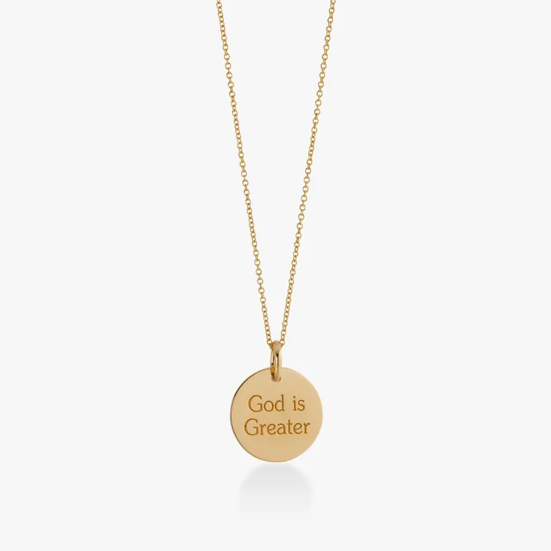 SRB God is Greater Circle Necklace made by Tiny Tags