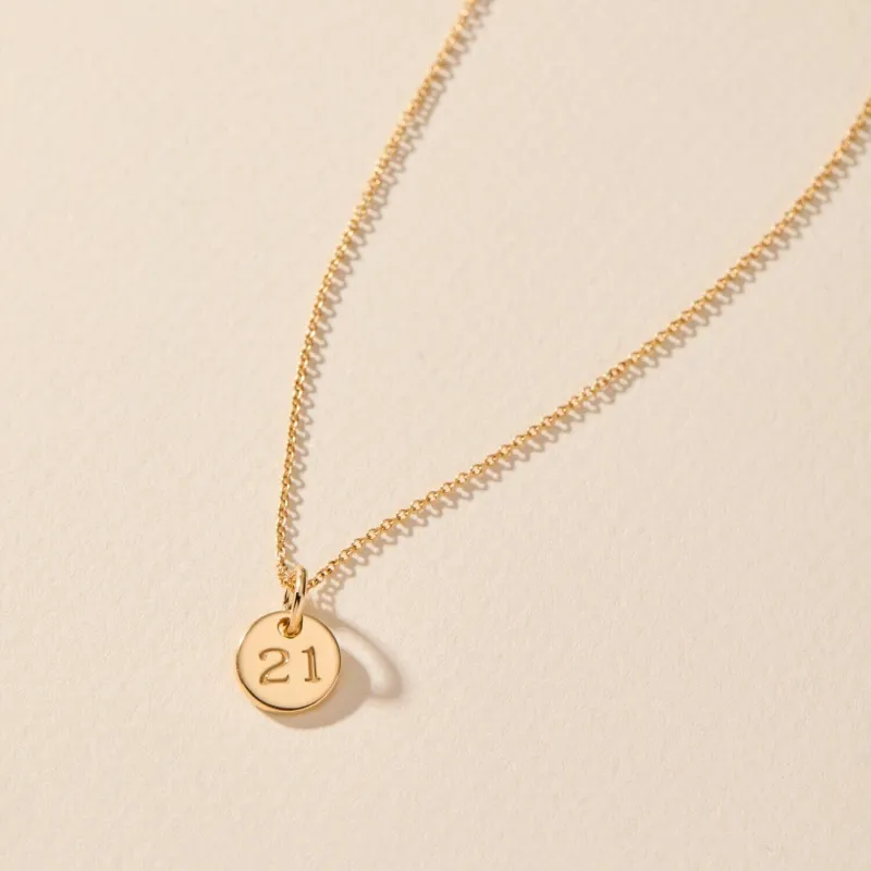 Laxachusetts Mini Circle Number Charm Necklace made by Crockett & Jones