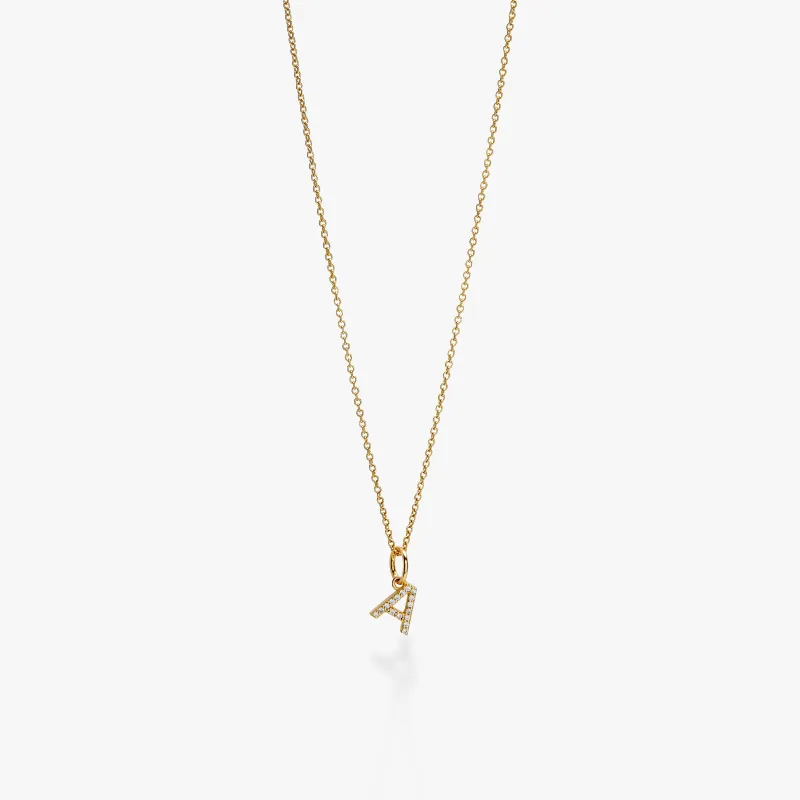 Mini Pavé Initial Charm Necklace made by Tiny Tags