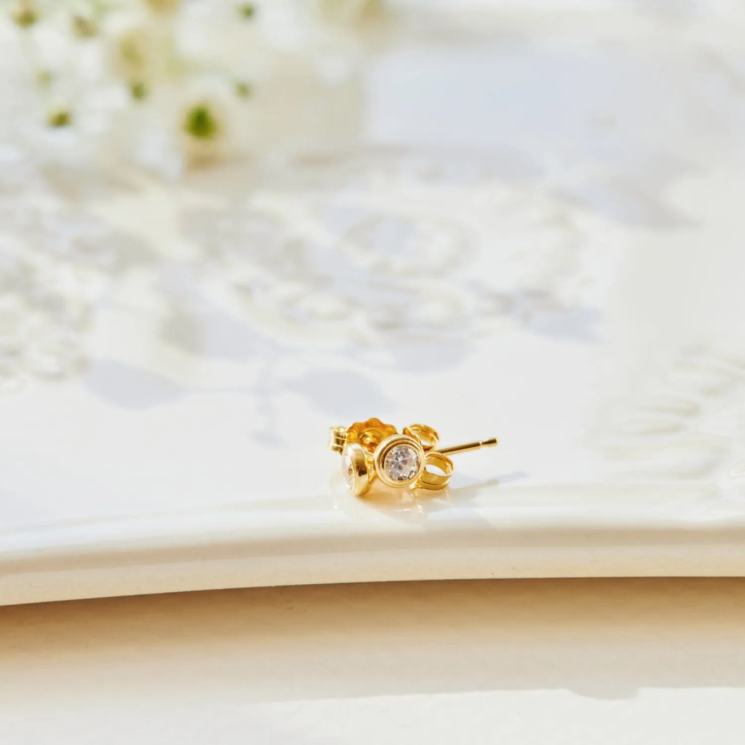 14k Gold Birthstone Stud Earring sold by Tiny Tags