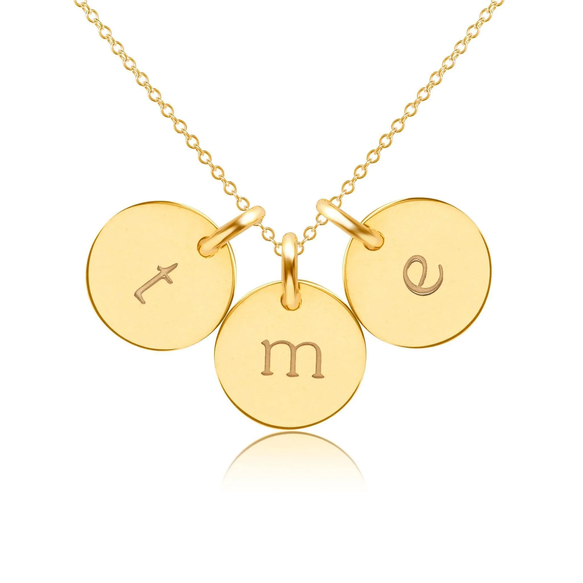 14k Gold Initial Necklace - 3 Circles - Lowercase sold by Tiny Tags