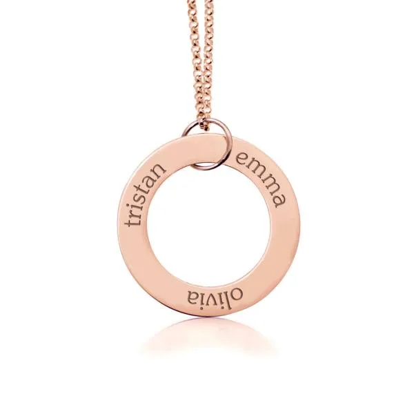 14k Gold Circle Pendant Necklace - 3 Names sold by Tiny Tags product image thumbnail 3