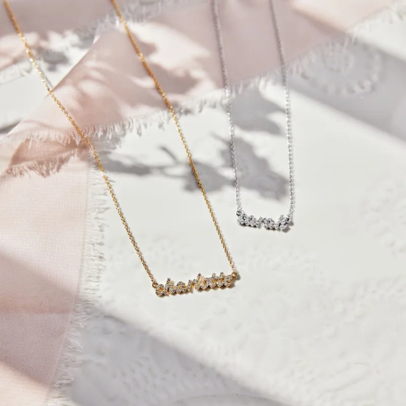 Pavé Custom Nameplate Necklace sold by Tiny Tags