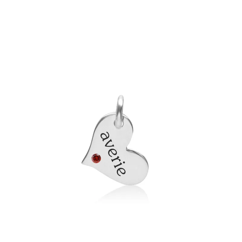 Sterling Silver Heart with Birthstone sold by Tiny Tags
