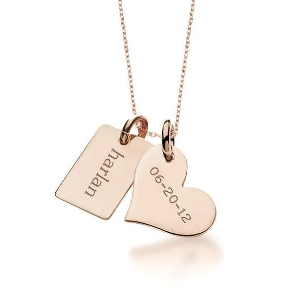 14k Gold Heart & Mini Dog Tag Necklace sold by Tiny Tags product image thumbnail 2