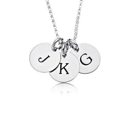 Sterling Silver Initial Necklace -3 Circles - Uppercase sold by Tiny Tags