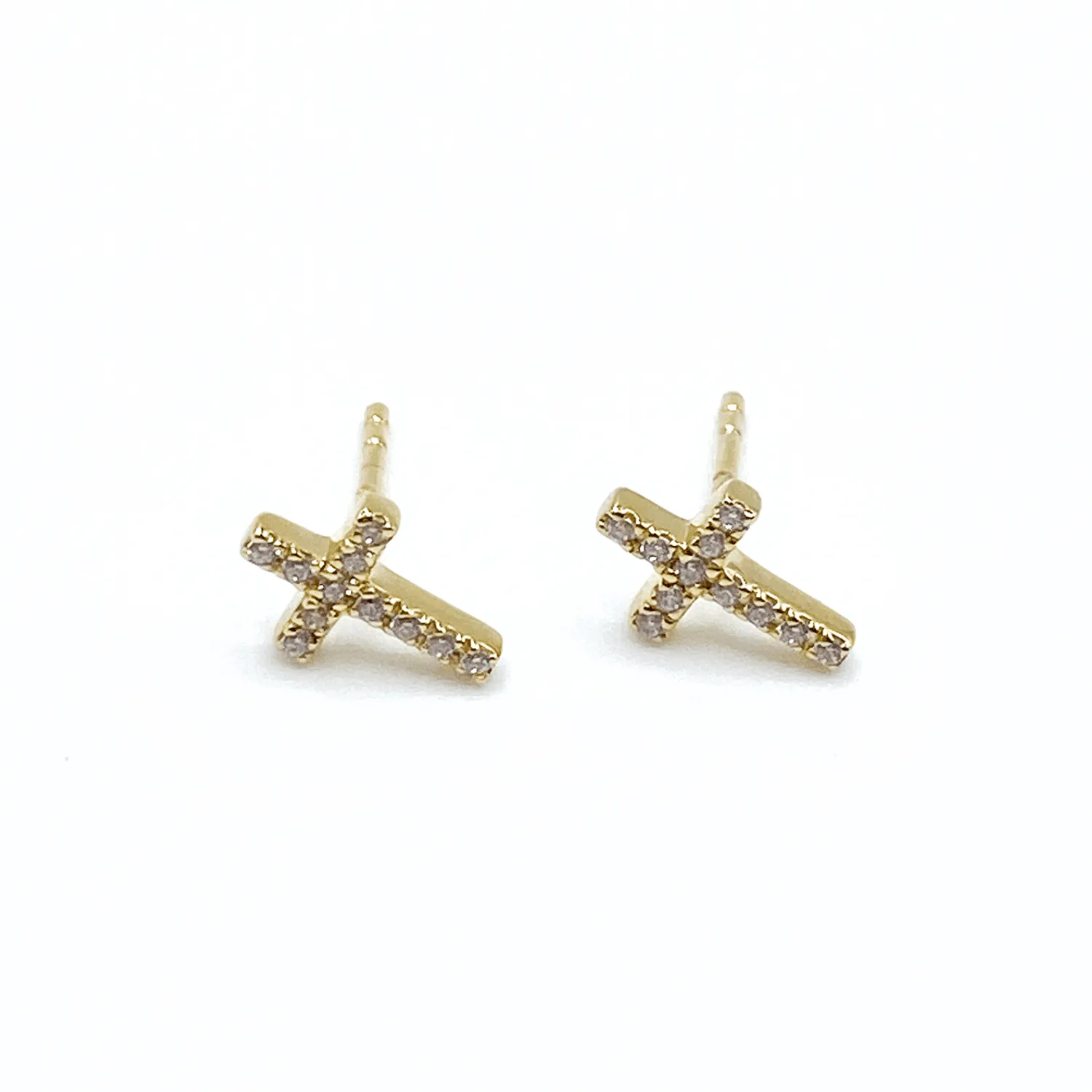 Pavé Cross Stud Earrings sold by Tiny Tags product image thumbnail 4