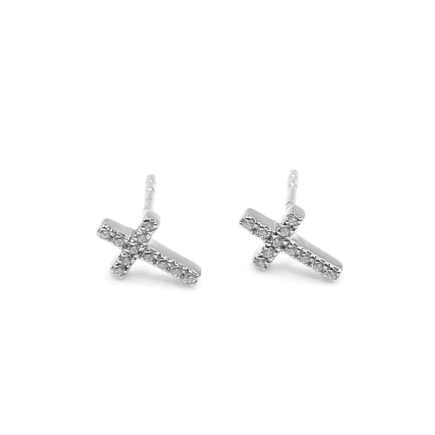Pavé Cross Stud Earrings sold by Tiny Tags product image thumbnail 3