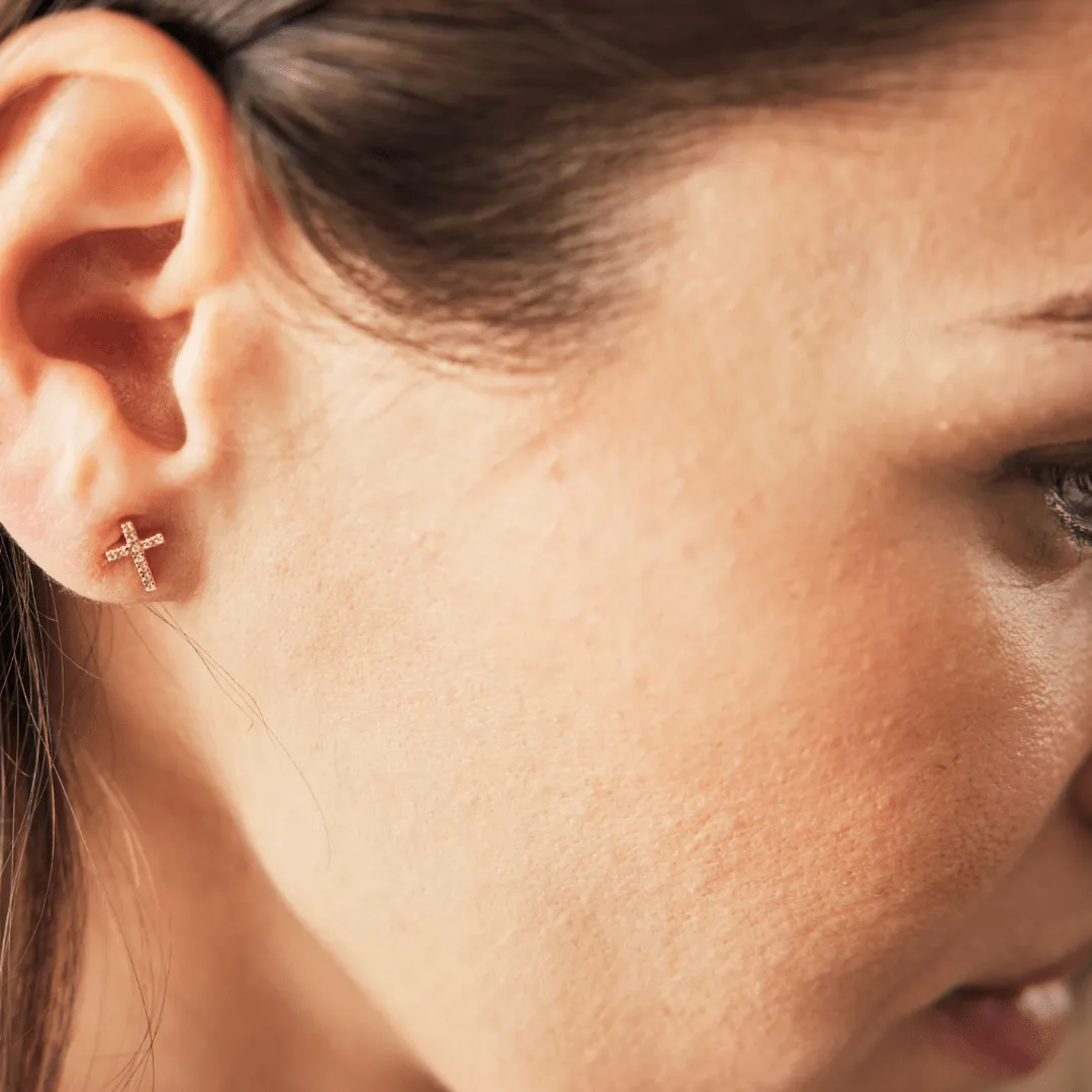 Pavé Cross Stud Earrings sold by Tiny Tags product image thumbnail 5