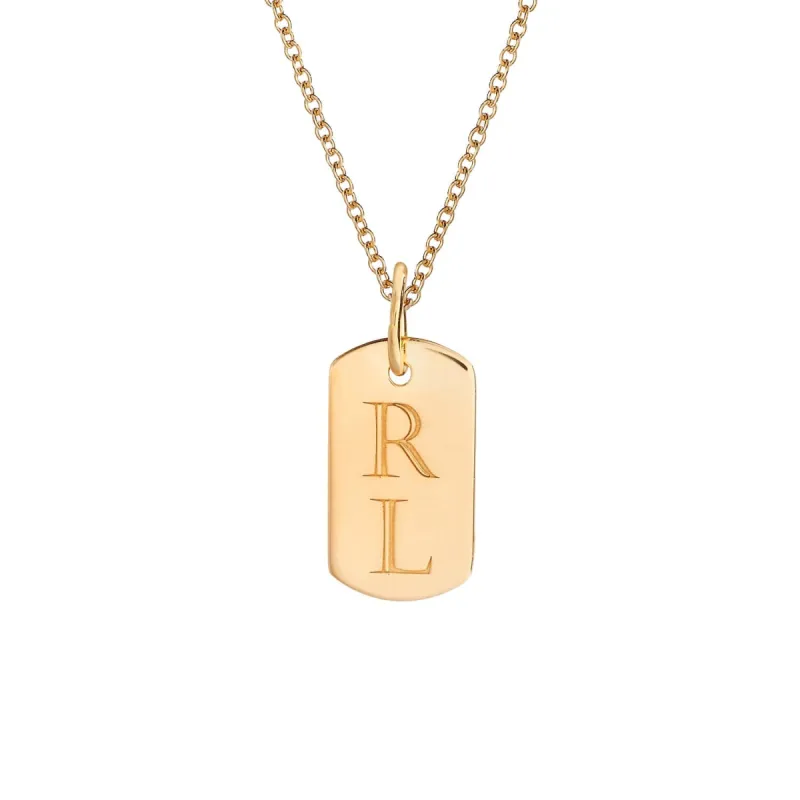 14k Gold Rounded Mini Dog Tag Necklace sold by Tiny Tags