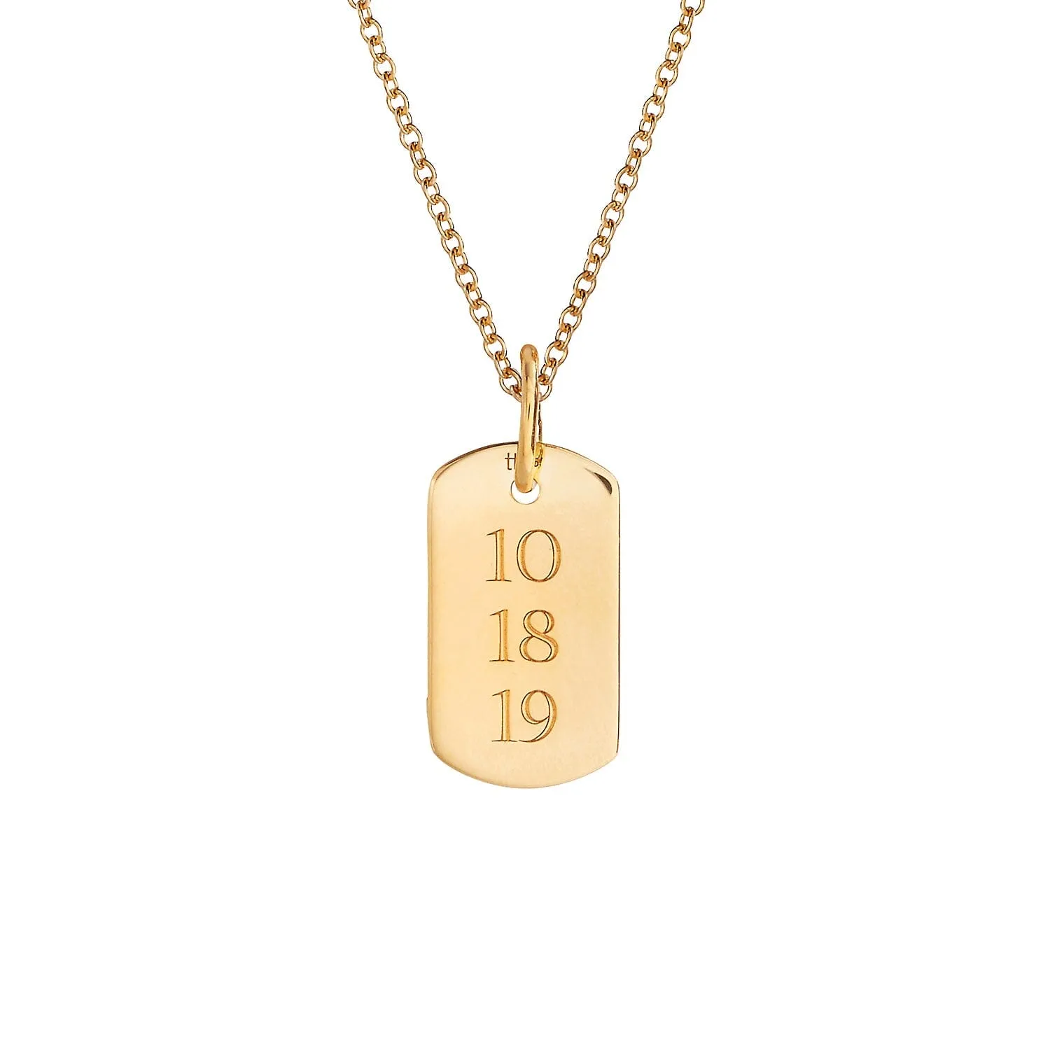 14k Gold Rounded Mini Dog Tag Necklace sold by Tiny Tags product image thumbnail 5